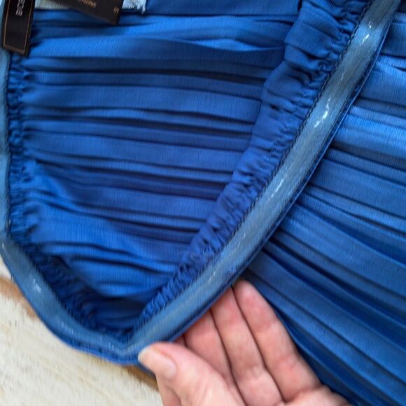 BCBGMaxAzria Mateo strapless pleated maxi dress satin glam royal blue s S EUC - Picture 9 of 16